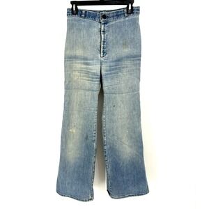 Vintage Levis Jeans Womens 28 Blue Bellbottom 70s Talon Zipper White Patch Flare